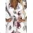 434-8 LISA Pleated midi dress with a neckline and frills - burgundy roses