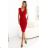 379-5 BOYKA Fitted dress with envelope neckline - red with glitter