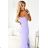 317-6 Lavender long dress with ruffles and asymmetrical neckline