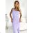 317-6 Lavender long dress with ruffles and asymmetrical neckline