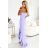 317-6 Lavender long dress with ruffles and asymmetrical neckline