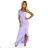 317-6 Lavender long dress with ruffles and asymmetrical neckline