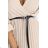 462-5 SERENA Pleated maxi dress with neckline, belt and 3/4 sleeves - DARK BEIGE