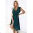 374-8 POLINA Pleated dress with a neckline and ruffles - green