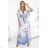 603-3 Airy wrap maxi dress with floral pattern – blue roses