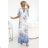 603-3 Airy wrap maxi dress with floral pattern – blue roses