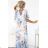 603-3 Airy wrap maxi dress with floral pattern – blue roses