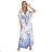 603-3 Airy wrap maxi dress with floral pattern – blue roses