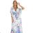 603-3 Airy wrap maxi dress with floral pattern – blue roses