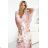603-4 Airy wrap maxi dress with floral pattern – pink roses