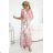 603-4 Airy wrap maxi dress with floral pattern – pink roses