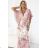 603-4 Airy wrap maxi dress with floral pattern – pink roses