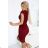 316-12 Lace fitted dress with short sleeves and a neckline - burgundy