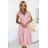 381-6 LINDA - chiffon dress with lace neckline - dirty pink