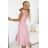 381-6 LINDA - chiffon dress with lace neckline - dirty pink