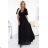 545-5 Long dress with pleated neckline and tie - black