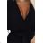 545-5 Long dress with pleated neckline and tie - black