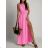 Women's short sleeve summer casual dress (S/M/L ONE SIZE) ITALIAN FASHION IMWGB25022 růžová světlá XS/S/M
