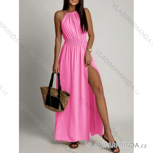 Women's short sleeve summer casual dress (S/M/L ONE SIZE) ITALIAN FASHION IMWGB25022 růžová světlá XS/S/M
