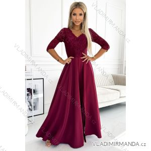 Women's Long Elegant Satin Dress (XL) ITALIAN FASHION NUMECO24411/DU