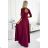 Women's Long Elegant Satin Dress (XL) ITALIAN FASHION NUMECO24411/DU XXL wine