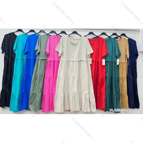 Summer dress oval short sleeve women's oversized (50/52/54 ONE SIZE) ITALIAN FASHION IM425011