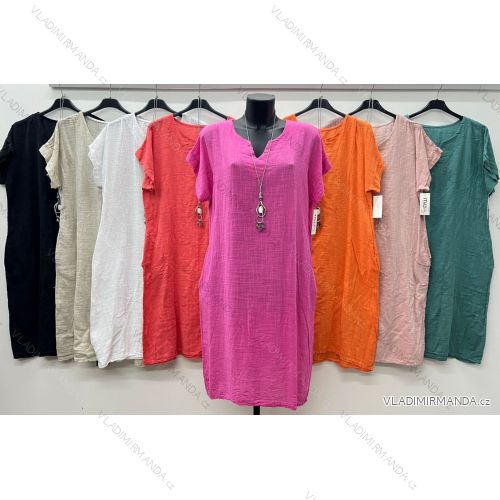 Summer dress oval short sleeve women's oversized (50/52/54 ONE SIZE) ITALIAN FASHION IM425011