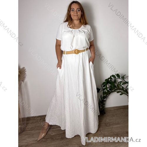 Women's Plus Size Long Warm Long Sleeve Dress (50/52/54 ONE SIZE) ITALIAN FASHION IM424636  white