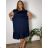 Women's oversized summer short sleeve dress (44/46/48 ONE SIZE) ITALIAN FASHION IM425023  dark blue