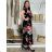 Women's Long Summer Short Sleeve Dress (S/M ONE SIZE) ITALIAN FASHION IM323101 S / M / L black