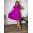 Summer pleated dress, short sleeves, women's oversized (50/52/54 ONE SIZE) ITALIAN FASHION IM425410  wine
