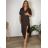 Šaty elegantní košilové dlouhý rukáv dámské (S/M ONE SIZE) ITALSKÁ MÓDA IMWY21734 44/46/48 Brown