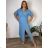Šaty elegantní košilové dlouhý rukáv dámské (S/M ONE SIZE) ITALSKÁ MÓDA IMWY21734 44/46/48 Light blue