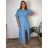 Šaty elegantní košilové dlouhý rukáv dámské (S/M ONE SIZE) ITALSKÁ MÓDA IMWY21734 44/46/48 Light blue