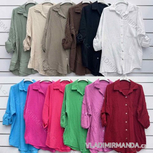 Women's muslin 3/4 long sleeve shirt (S/M/L ONE SIZE) ITALIAN FASHION IMWKK252576