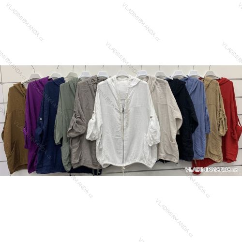 Women's light muslin jacket with hood, zip, long sleeves (S/M/L ONE SIZE) ITALIAN FASHION IMWCP252590