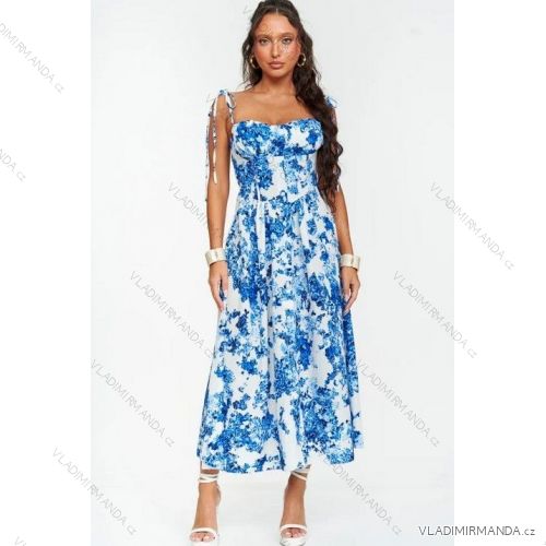 Long summer strappy dress for women (S/M/L ONE SIZE) ITALIAN FASHION IMPBB25B23868 blue XS/S/M