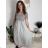Women's long summer ribbed short sleeve dress (XS/S/M/L ONE SIZE) ITALIAN FASHION IMSM25128