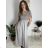 Women's long summer ribbed short sleeve dress (XS/S/M/L ONE SIZE) ITALIAN FASHION IMSM25128