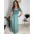 Women's long summer ribbed short sleeve dress (XS/S/M/L ONE SIZE) ITALIAN FASHION IMSM25128