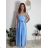 Long summer satin dress with straps women with belt (UNI S / M) ITALIAN FASHION IMM22INFINITE