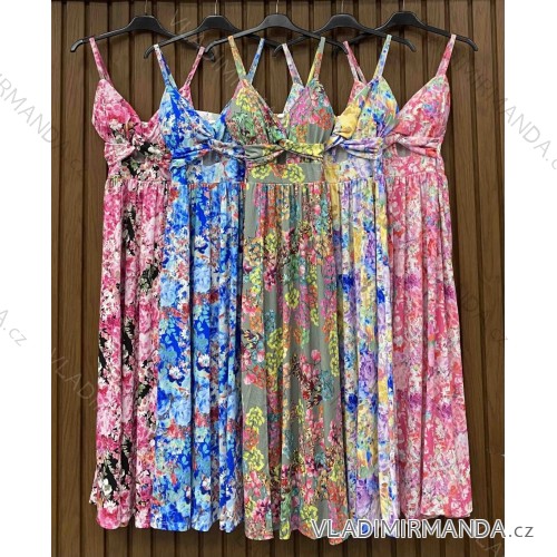 Long summer dress lemon, floral with straps for women (XS/S/M ONE SIZE) ITALIAN FASHION IMWHD252134 XS/S/M blue