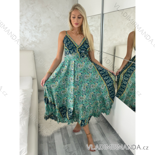 Women's Long Sleeve Summer Shirt Dress (S/M/L ONE SIZE) INDIAN FASHION IMWY23123 S / M / L green