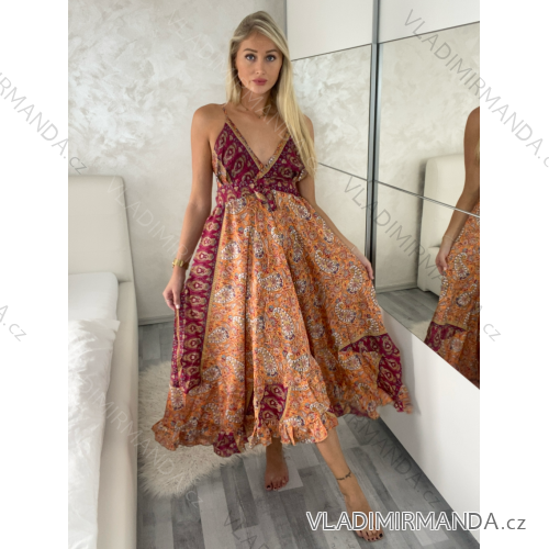 Women's Long Sleeve Summer Shirt Dress (S/M/L ONE SIZE) INDIAN FASHION IMWY23123 S / M / L oranžová