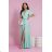 Women's Strapless Long Satin Party Dress (34-42) POLISH FASHION PMLEL24NATHALIE zelená mintova 2XL