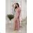 Women's Strapless Long Satin Party Dress (34-42) POLISH FASHION PMLEL24NATHALIE rose old rose 2XL
