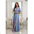 Women's Strapless Long Satin Party Dress (34-42) POLISH FASHION PMLEL24NATHALIE Light blue S