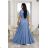 Women's Strapless Long Satin Party Dress (34-42) POLISH FASHION PMLEL24NATHALIE Light blue S