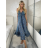 Women's Long Sleeve Summer Shirt Dress (S/M/L ONE SIZE) INDIAN FASHION IMWY23123 S / M / L dark blue