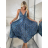 Women's Long Sleeve Summer Shirt Dress (S/M/L ONE SIZE) INDIAN FASHION IMWY23123 S / M / L dark blue